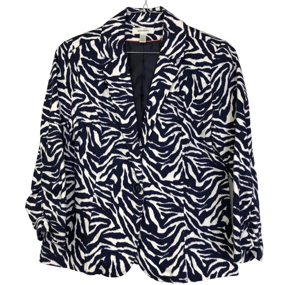 DRESS BARN ZEBRA PRINT ONE BUTTON‎ BLAZER MD